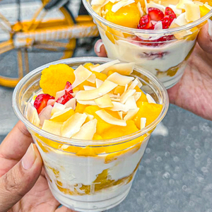 Taza para llevar transparente con pud&iacute;n de helado desechable